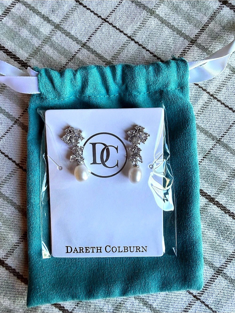 Dareth Colburn Silvia Pearl and CZ Earrings, White & Silver